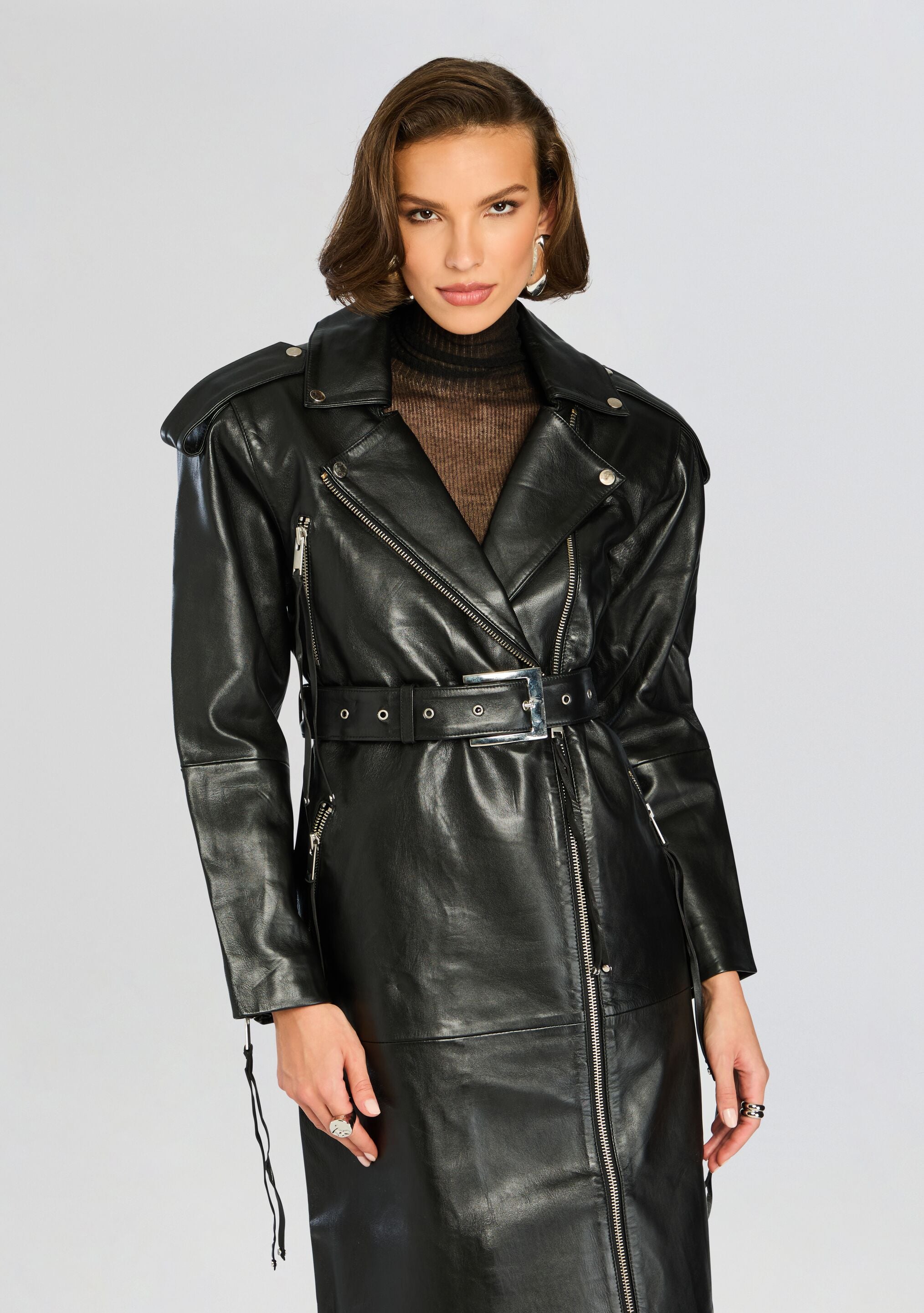 Knightley Leather Trench Coat-Sunny Prom