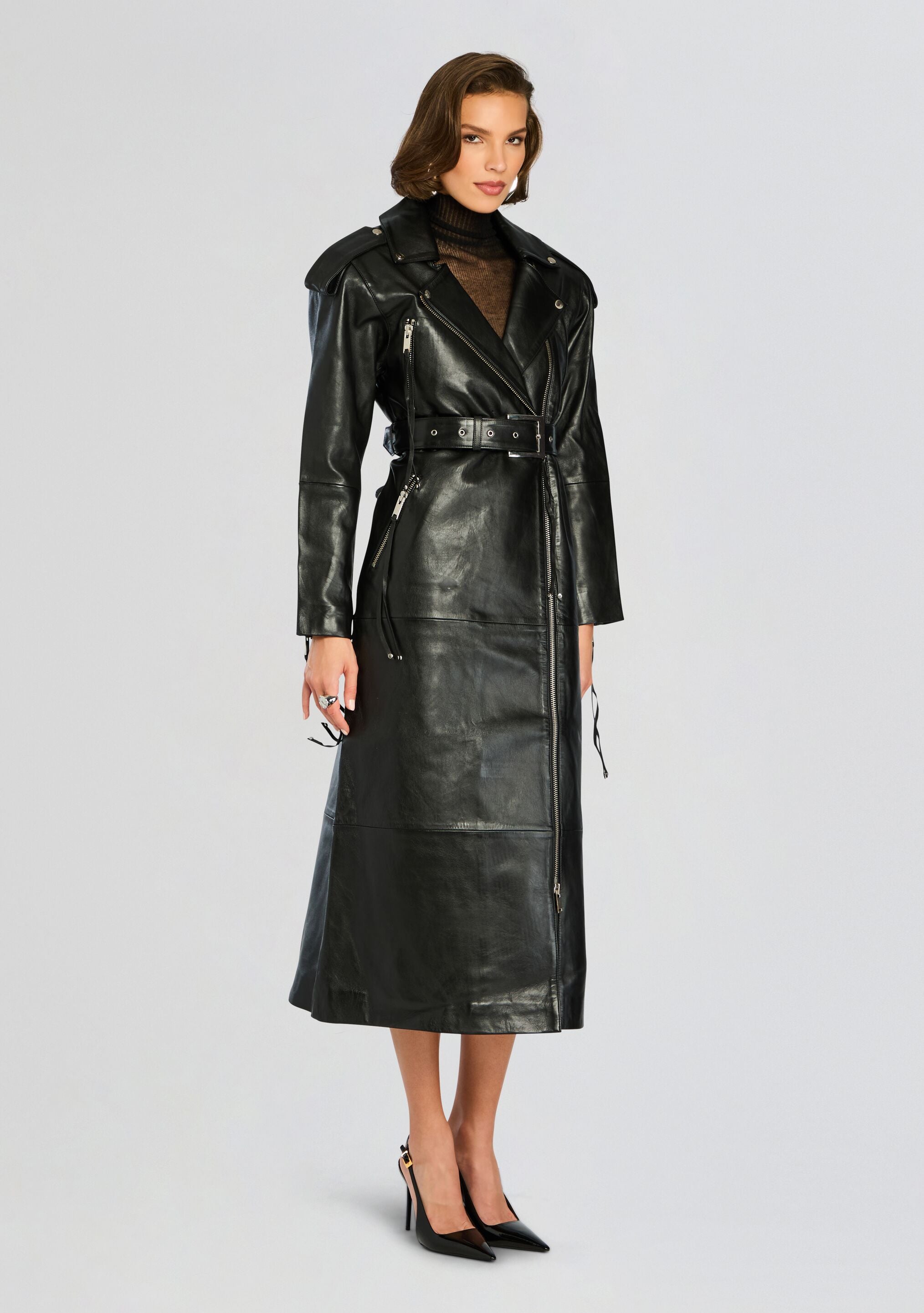 Knightley Leather Trench Coat-Sunny Prom