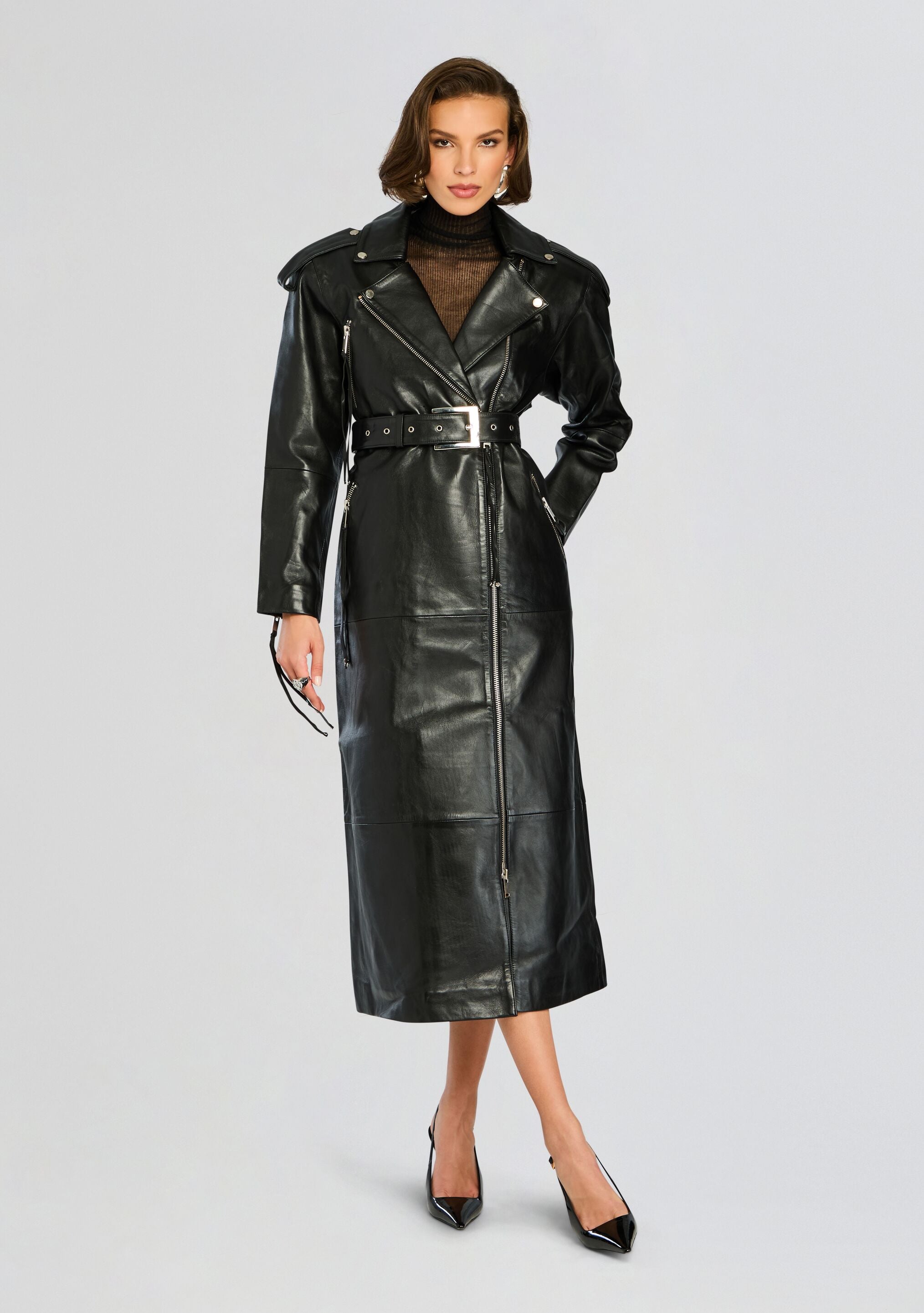 Knightley Leather Trench Coat-Sunny Prom