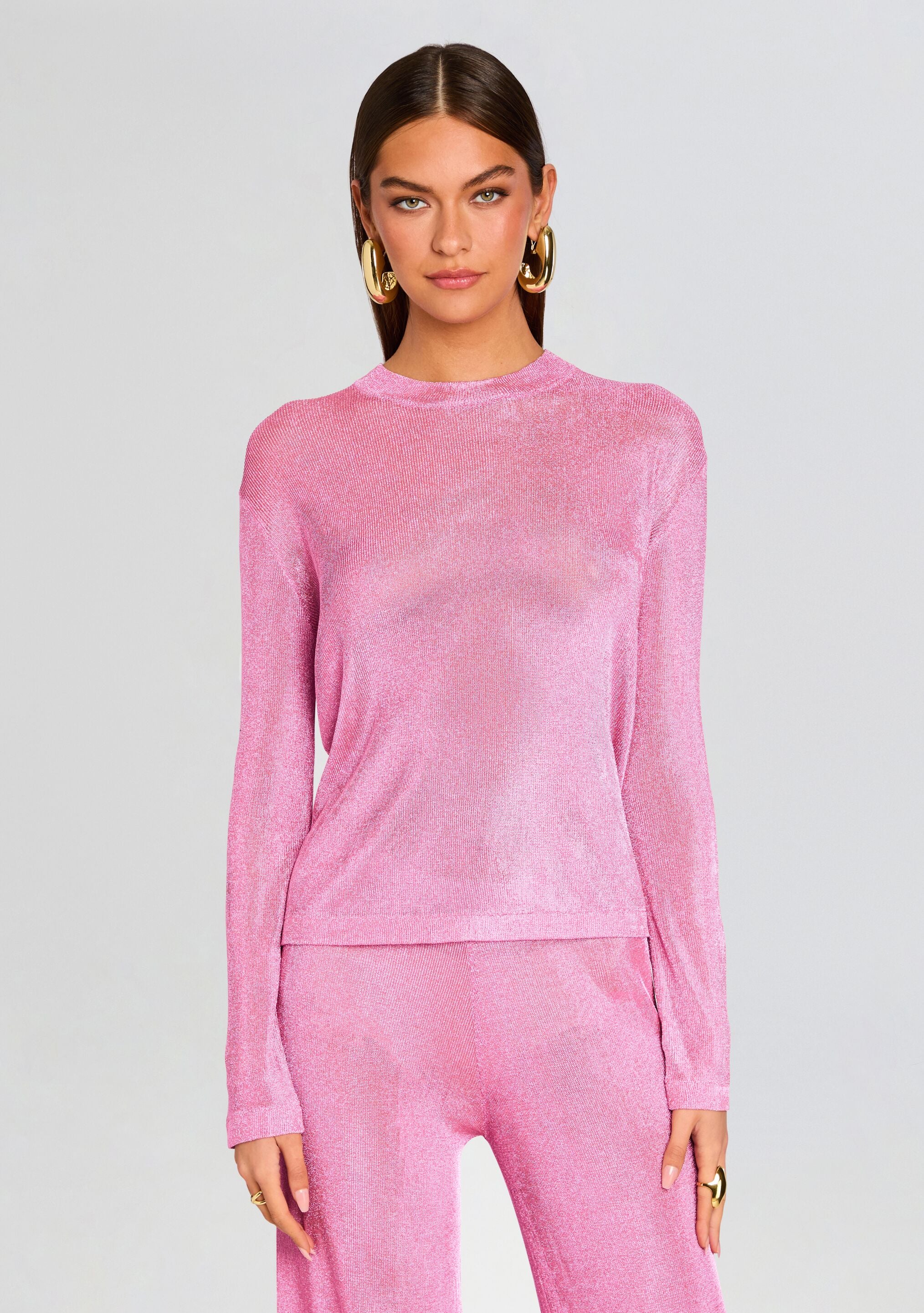 Hana Metallic Knit Top-Sunny Prom