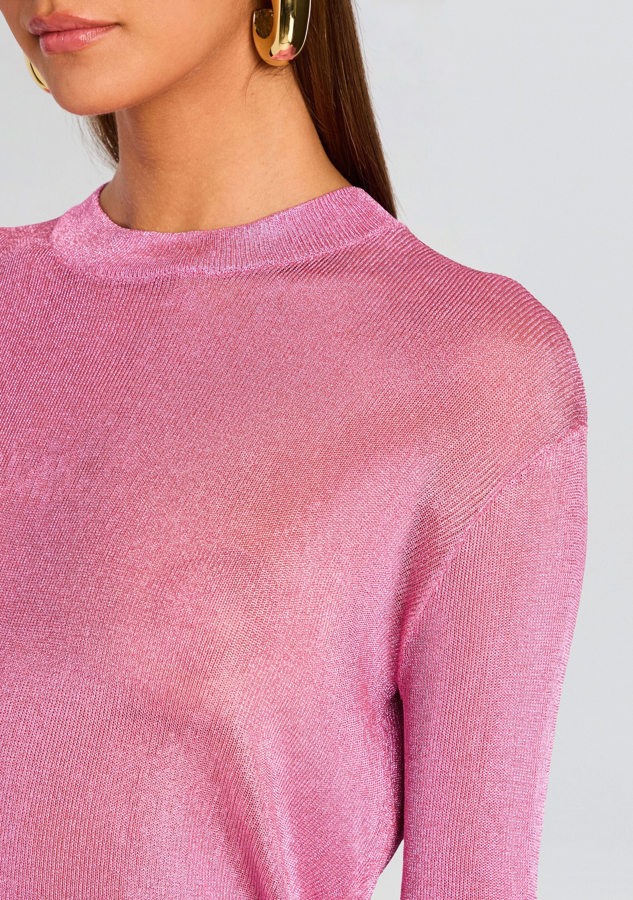 Hana Metallic Knit Top-Sunny Prom