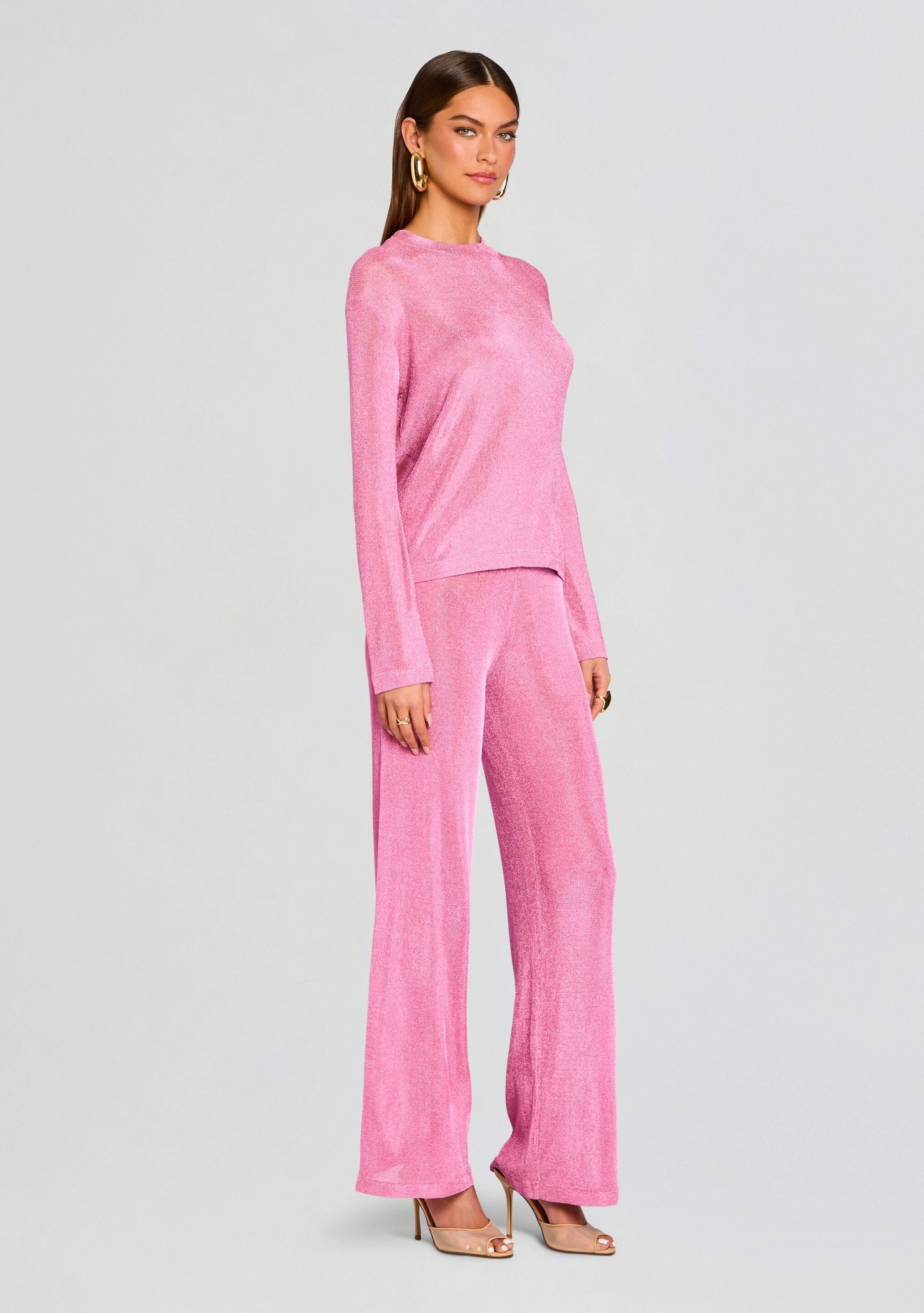 Hana Metallic Knit Top-Sunny Prom