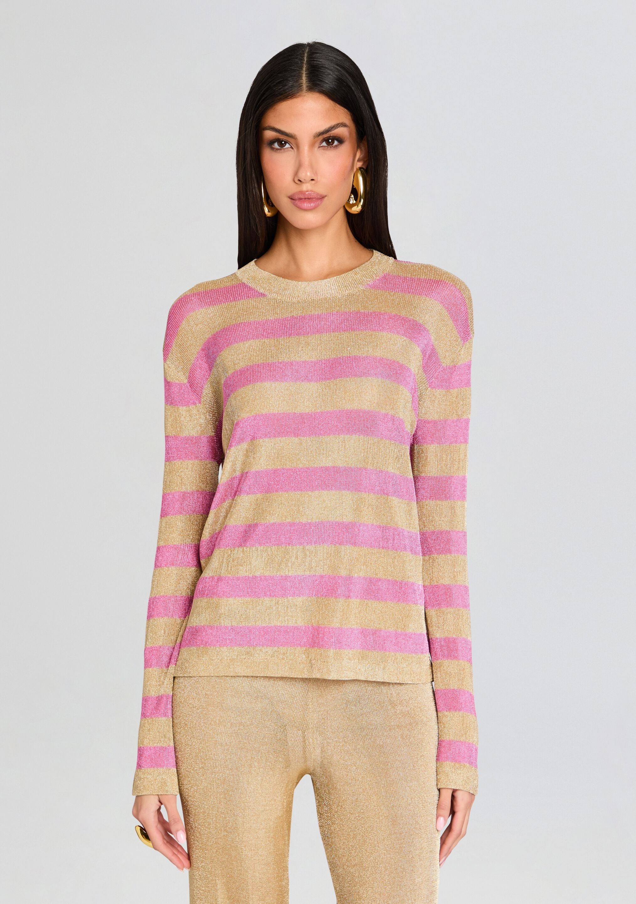 Hana Metallic Knit Top-Sunny Prom