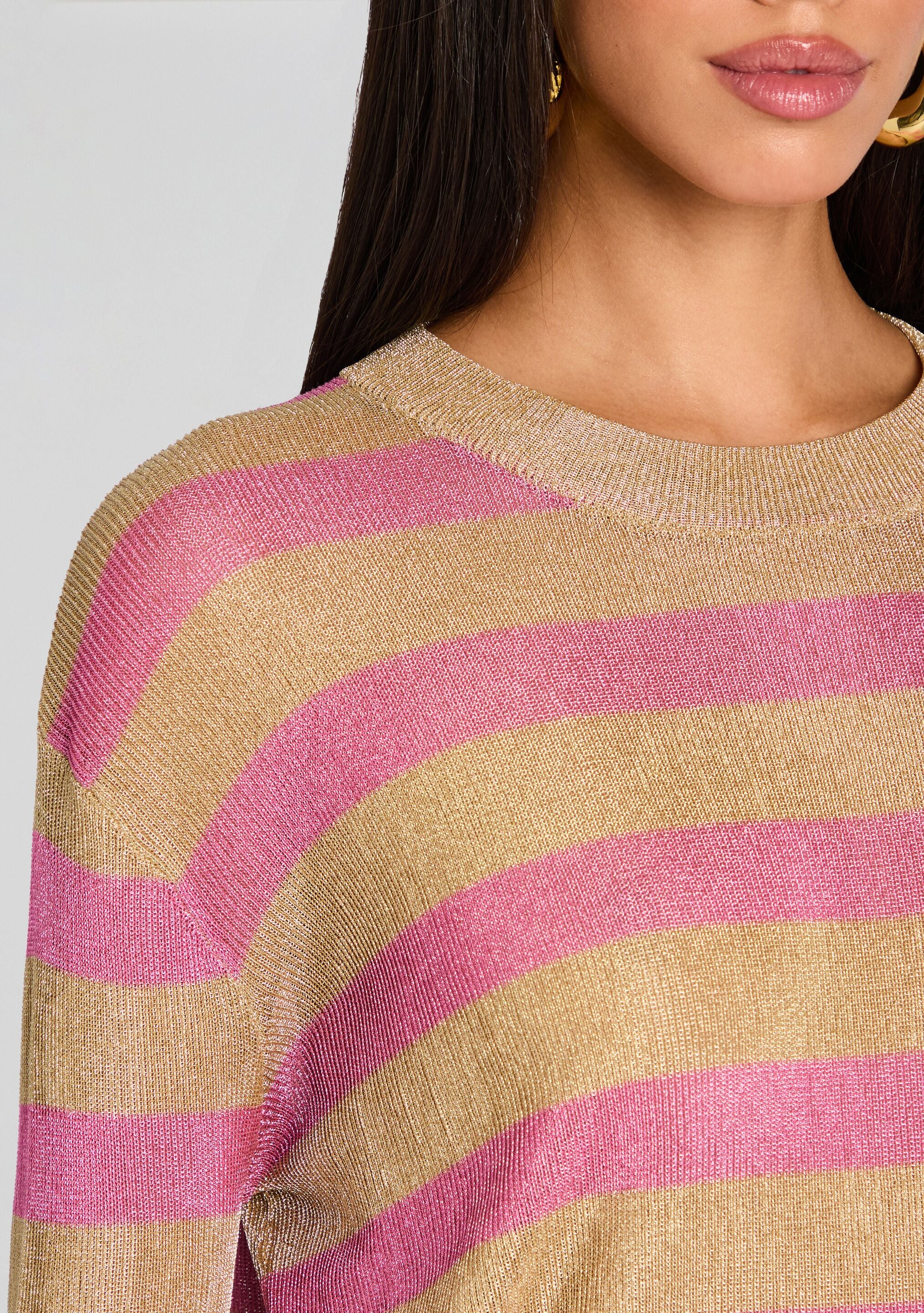 Hana Metallic Knit Top-Sunny Prom