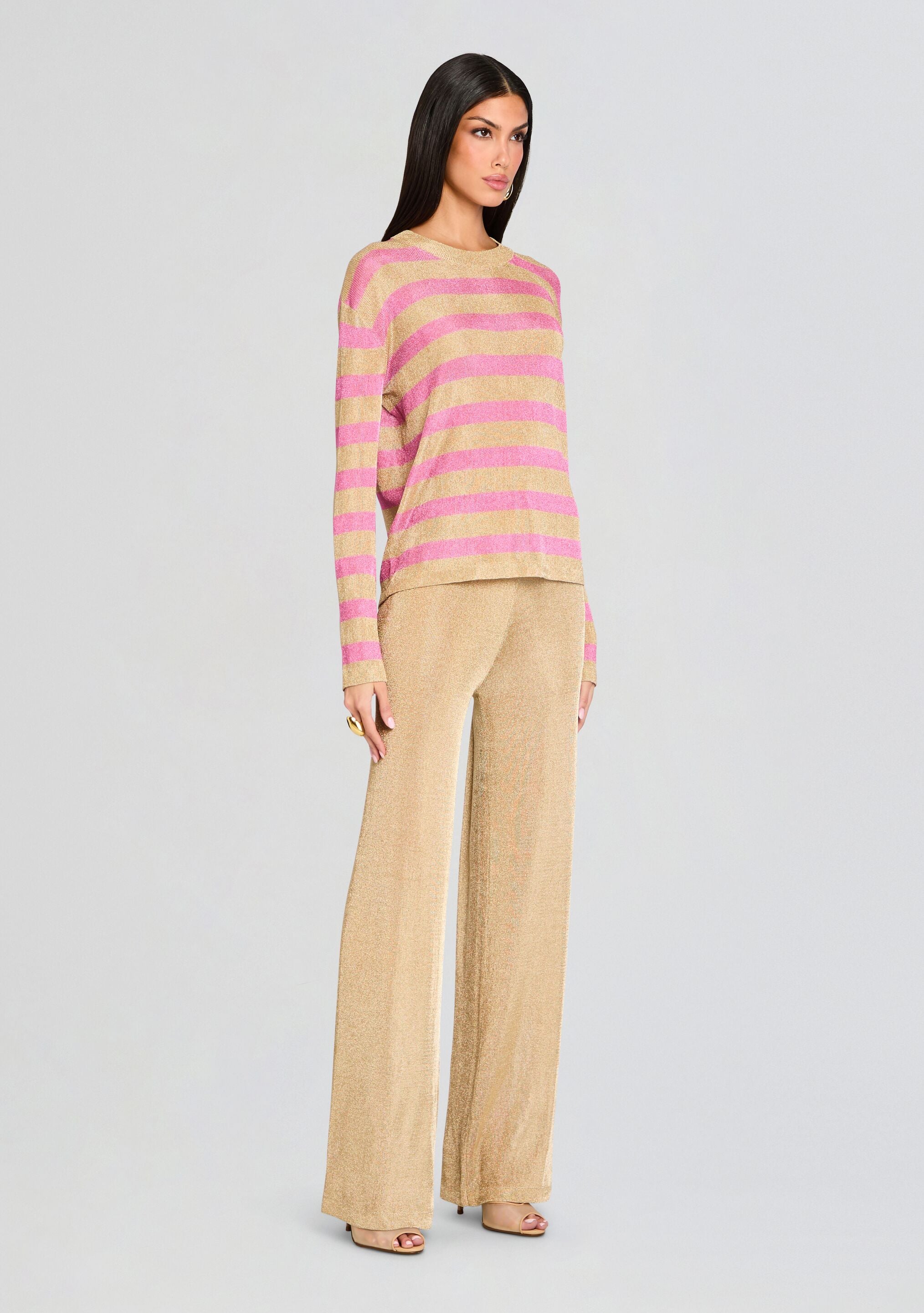 Hana Metallic Knit Top-Sunny Prom