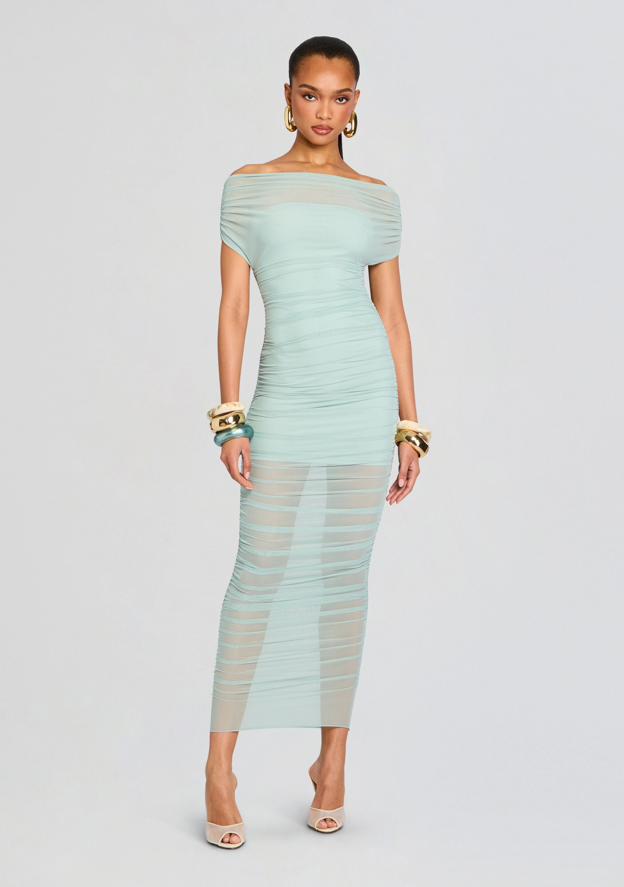Noel Mesh Midi Dress-Sunny Prom