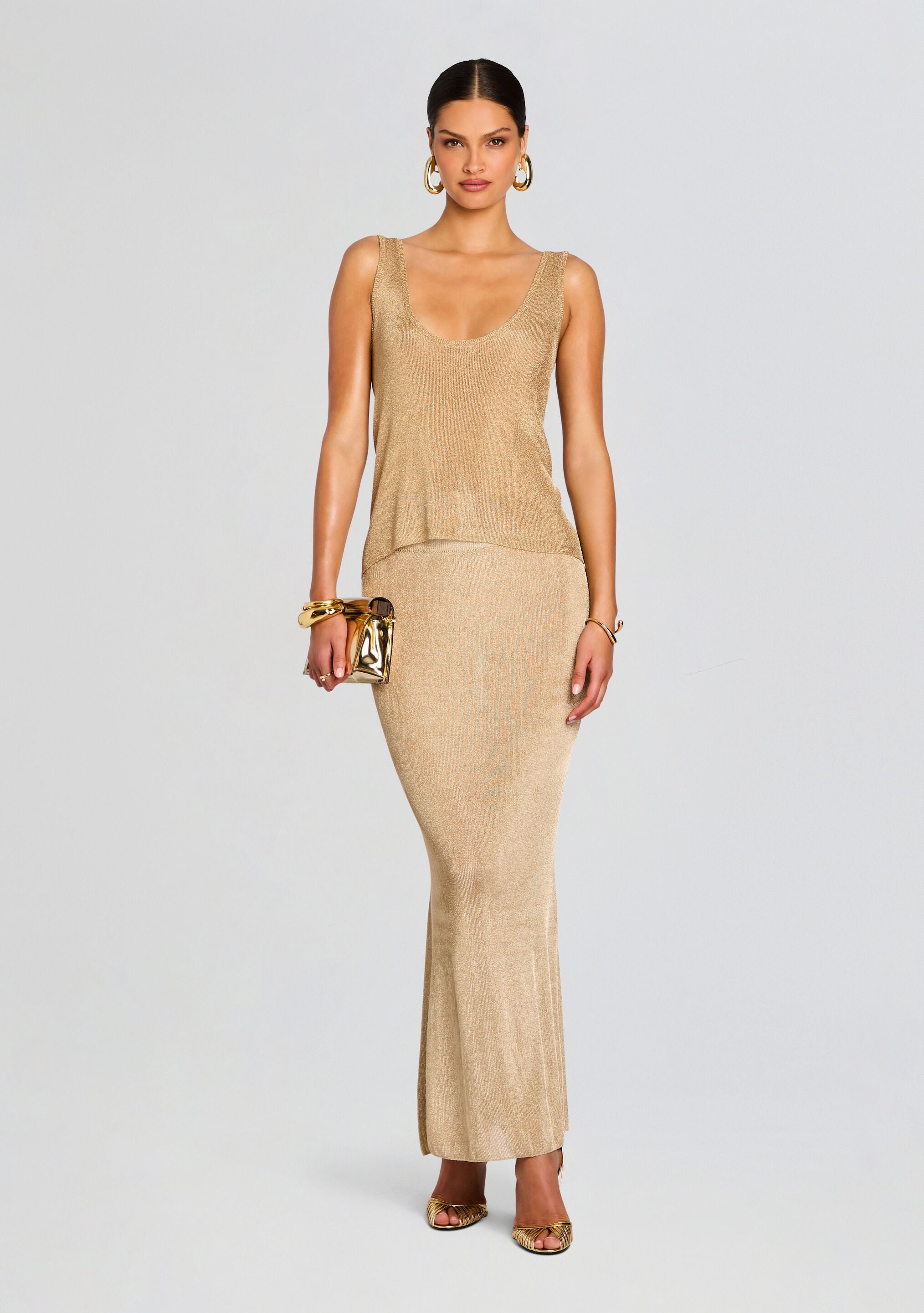 Hero Metallic Knit Tank-Sunny Prom