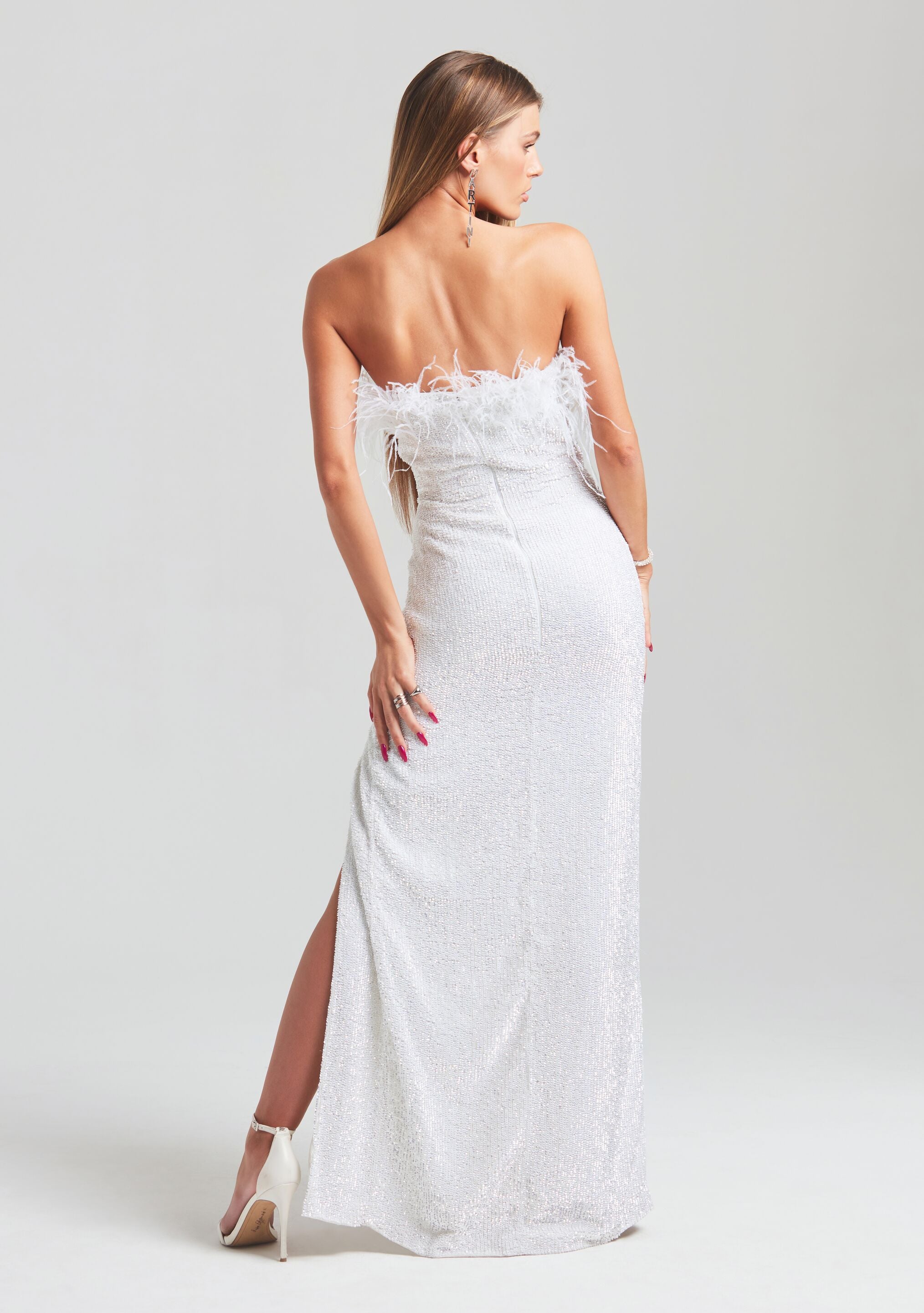 Dolly Sequin Feather Dress-Sunny Prom