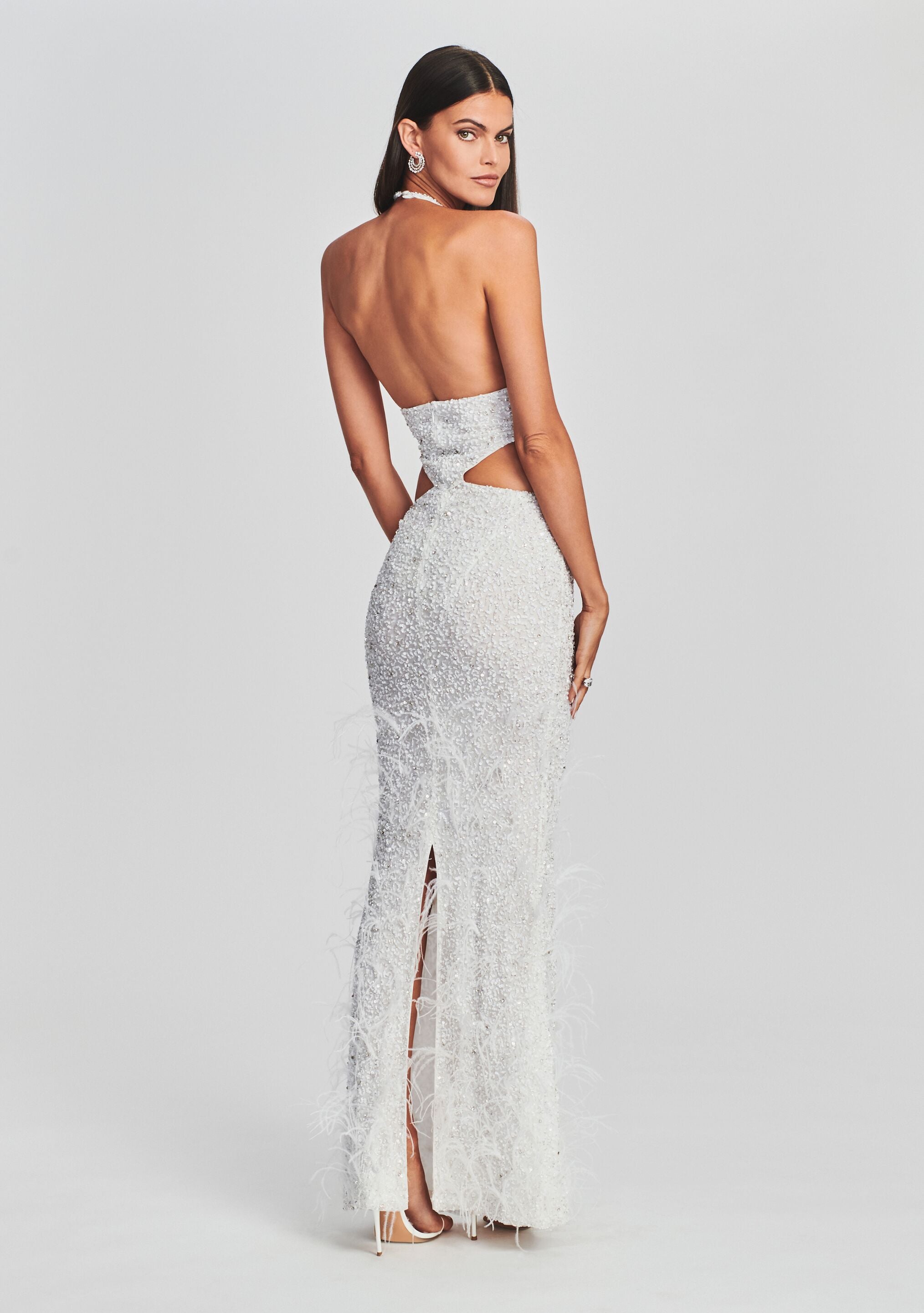 Katerina Sequin Feather Dress-Sunny Prom