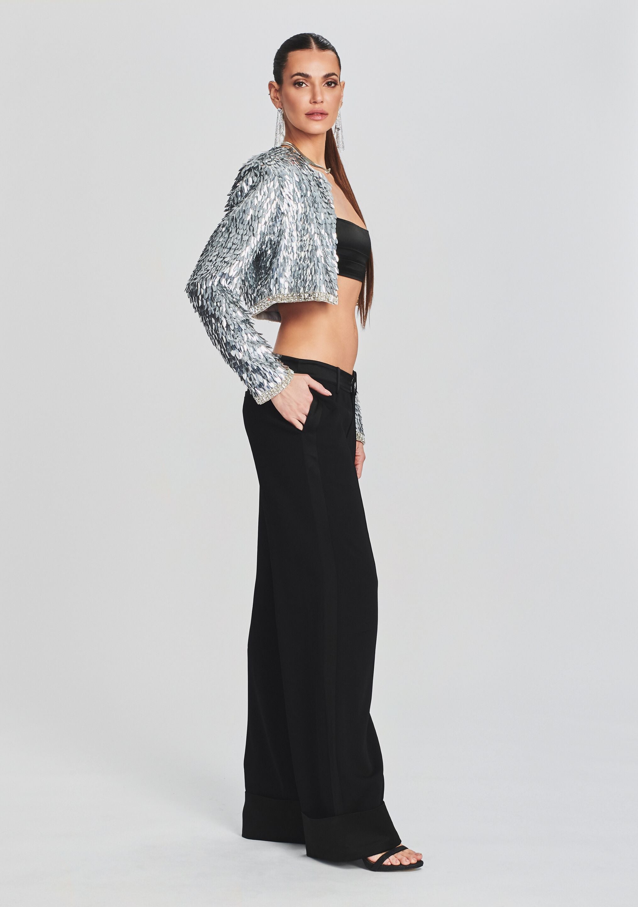 Maren Sequin Feather Jacket-Sunny Prom
