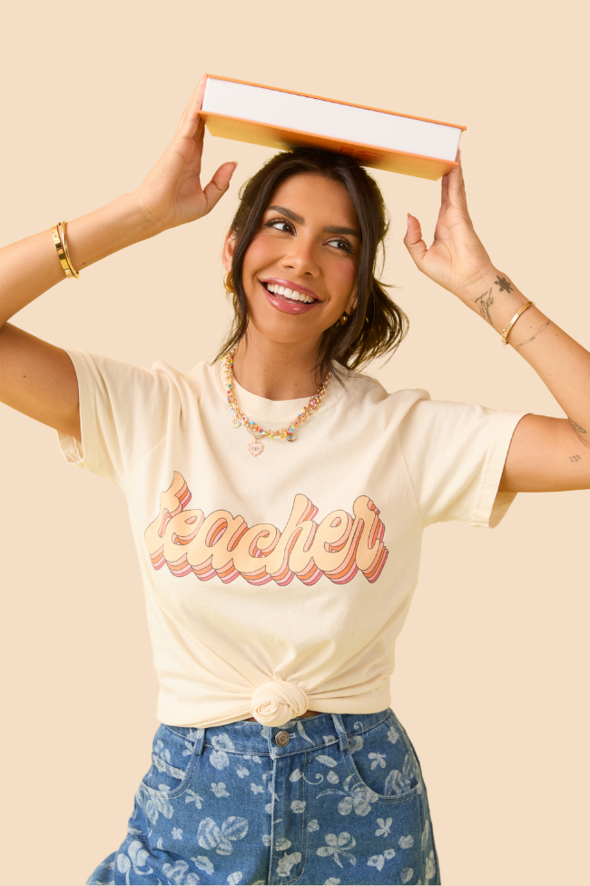 Teacher Retro Ivory Graphic Tee SALE-Sunny Prom