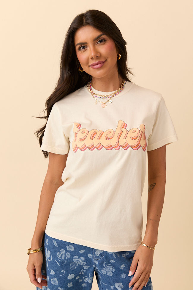 Teacher Retro Ivory Graphic Tee SALE-Sunny Prom