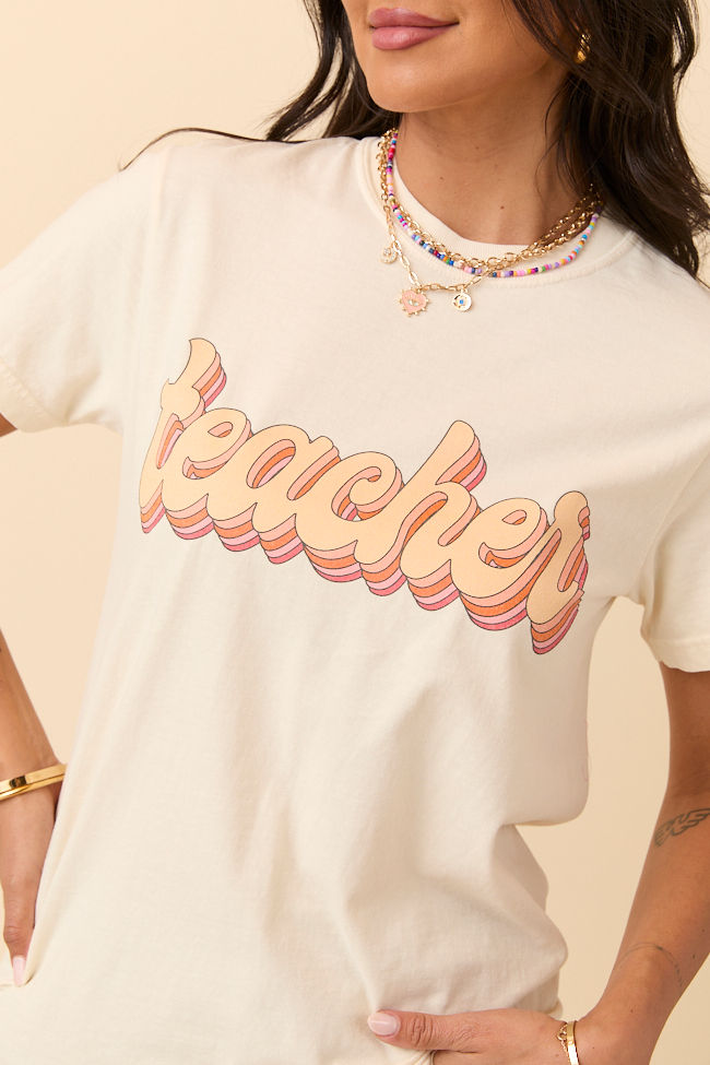 Teacher Retro Ivory Graphic Tee SALE-Sunny Prom