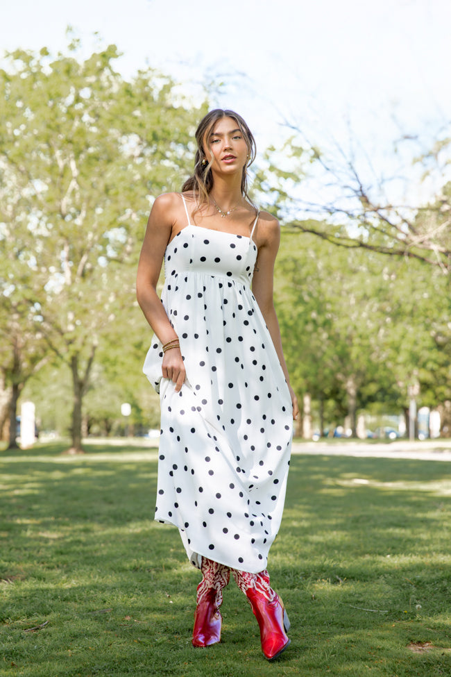 Places To Be White Polka Dot Maxi Dress FINAL SALE-Sunny Prom