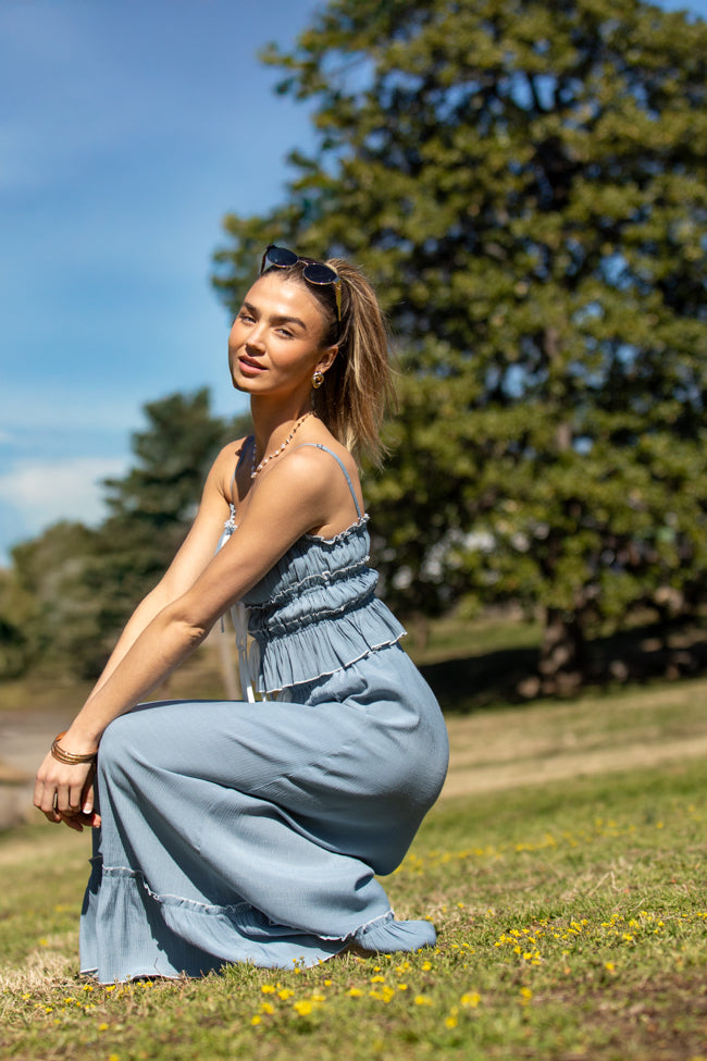 Life Made Easy Navy Bow Detail Tank and Midi Skirt Set FINAL SALE-Sunny Prom