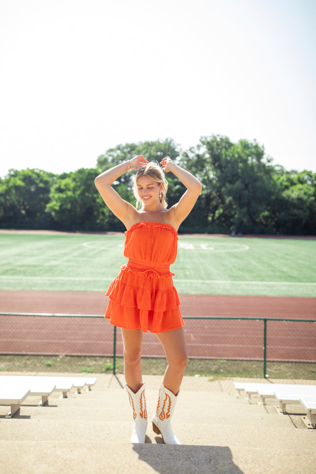 Jodie Orange Strapless Mini Dress-Sunny Prom
