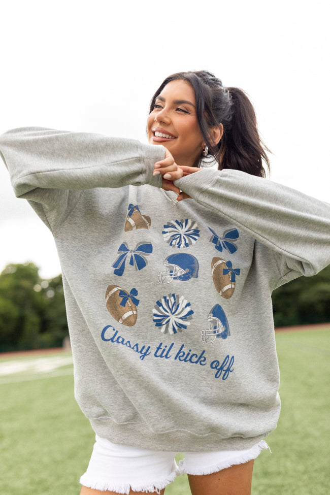 Football Icon Navy and White Light Grey Graphic Sweatshirt SALE-Sunny Prom