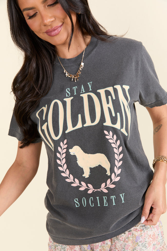 The Kaiser Stay Golden Society Dark Grey Graphic Tee Holley Gabrielle X Sunny Prom-Sunny Prom