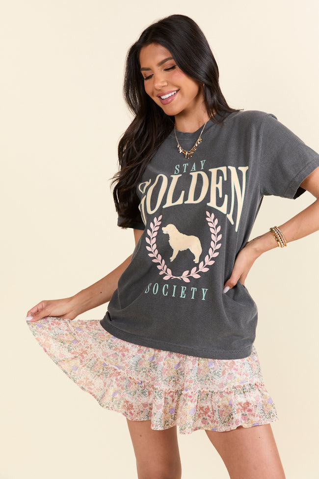 The Kaiser Stay Golden Society Dark Grey Graphic Tee Holley Gabrielle X Sunny Prom-Sunny Prom