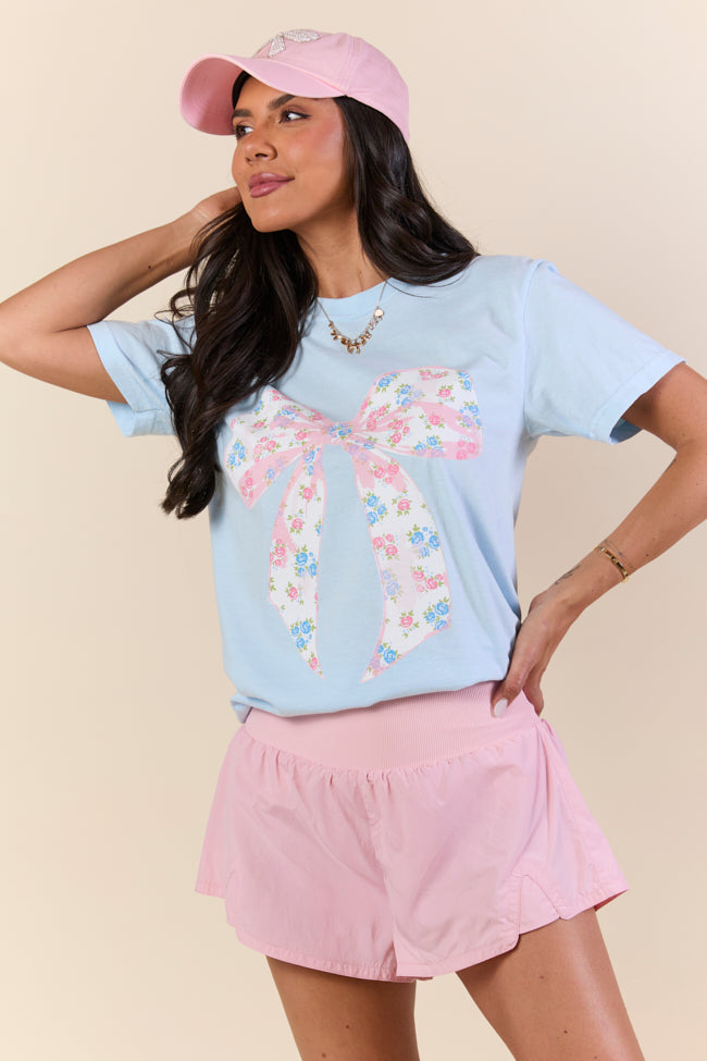 Floral Bow Chambray Graphic Tee SALE-Sunny Prom