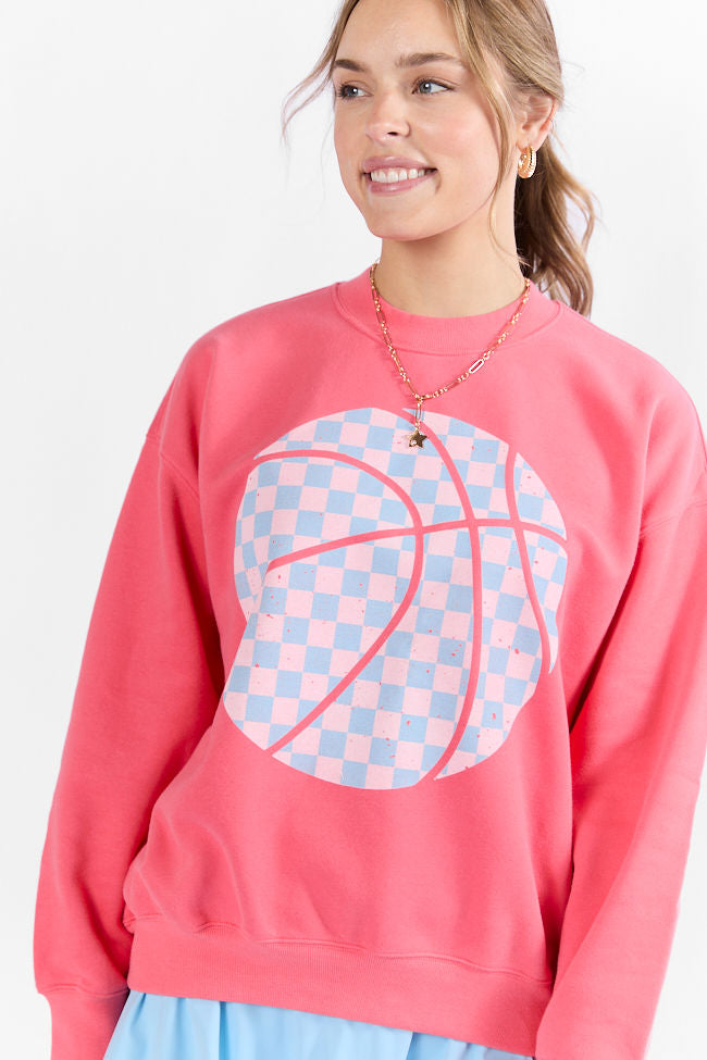 Basketball Checkered Light Red Graphic Sweatshirt SALE-Sunny Prom
