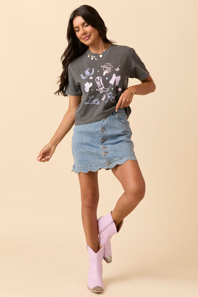 Let's Rodeo Icons Dark Grey Boxy Graphic Tee SALE-Sunny Prom