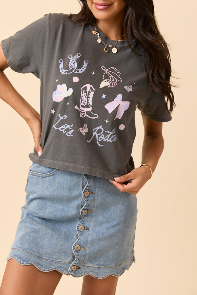 Let's Rodeo Icons Dark Grey Boxy Graphic Tee SALE-Sunny Prom