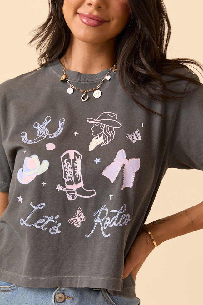 Let's Rodeo Icons Dark Grey Boxy Graphic Tee SALE-Sunny Prom