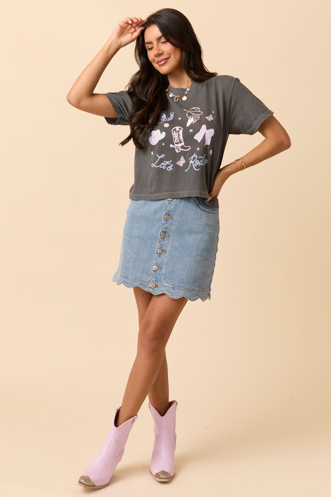 Let's Rodeo Icons Dark Grey Boxy Graphic Tee SALE-Sunny Prom