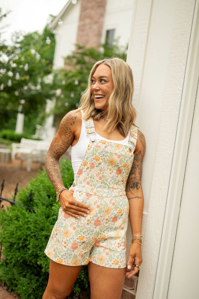 The Bailey Floral Printed Denim Overalls Holley Gabrielle X Sunny Prom-Sunny Prom