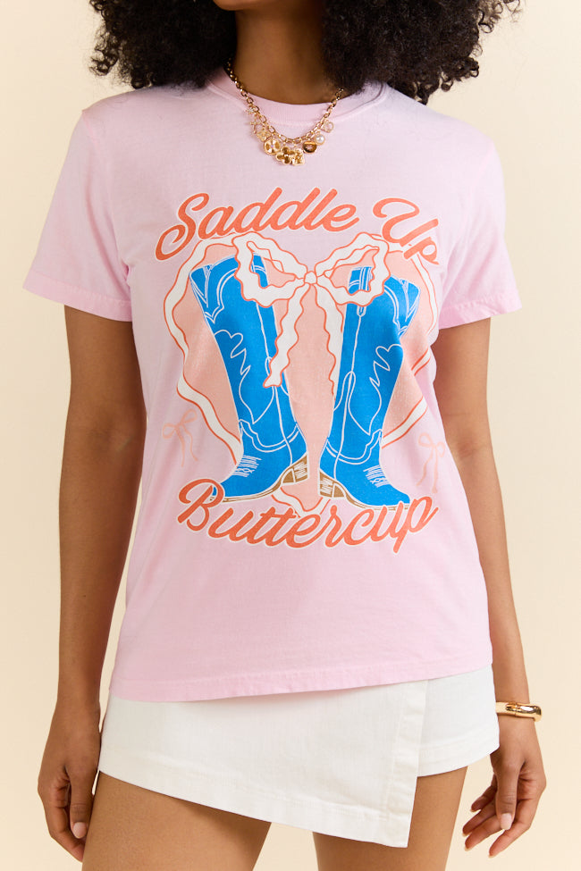 Saddle Up Buttercup Light Pink Graphic Tee SALE-Sunny Prom
