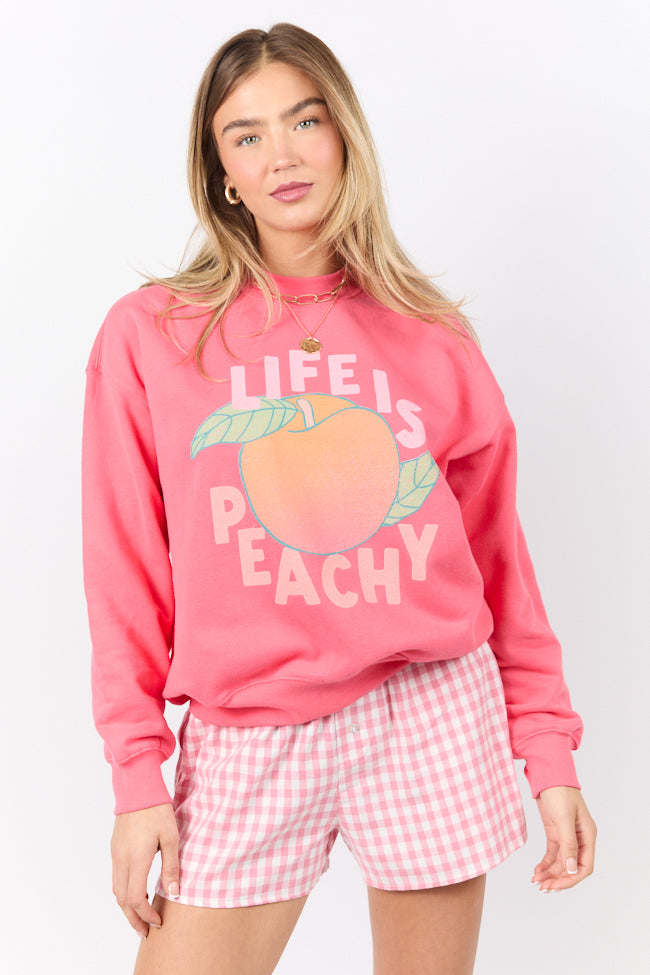 Life Is Peachy Light Red Graphic Sweatshirt SALE-Sunny Prom
