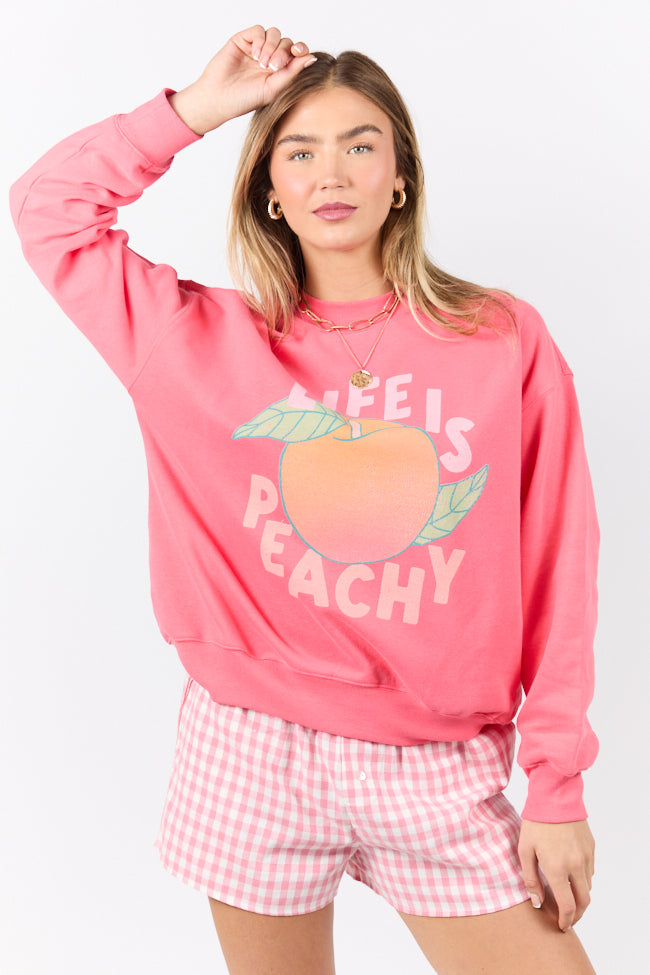 Life Is Peachy Light Red Graphic Sweatshirt SALE-Sunny Prom
