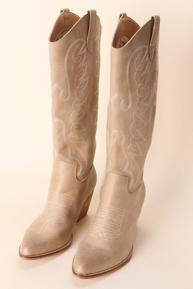 Indy Beige Cowboy Boots-Sunny Prom