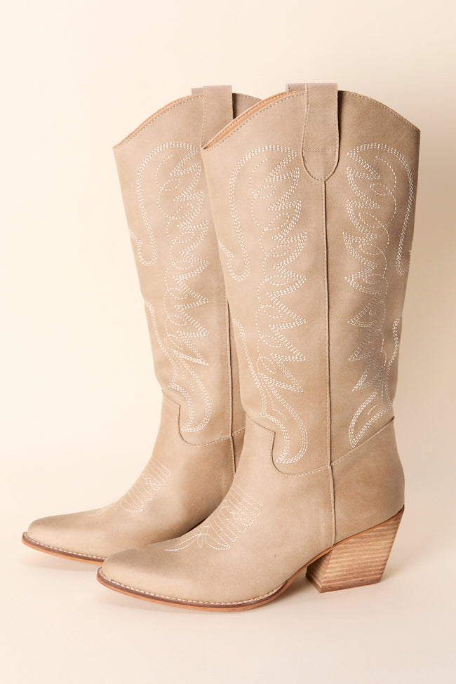 Indy Beige Cowboy Boots-Sunny Prom