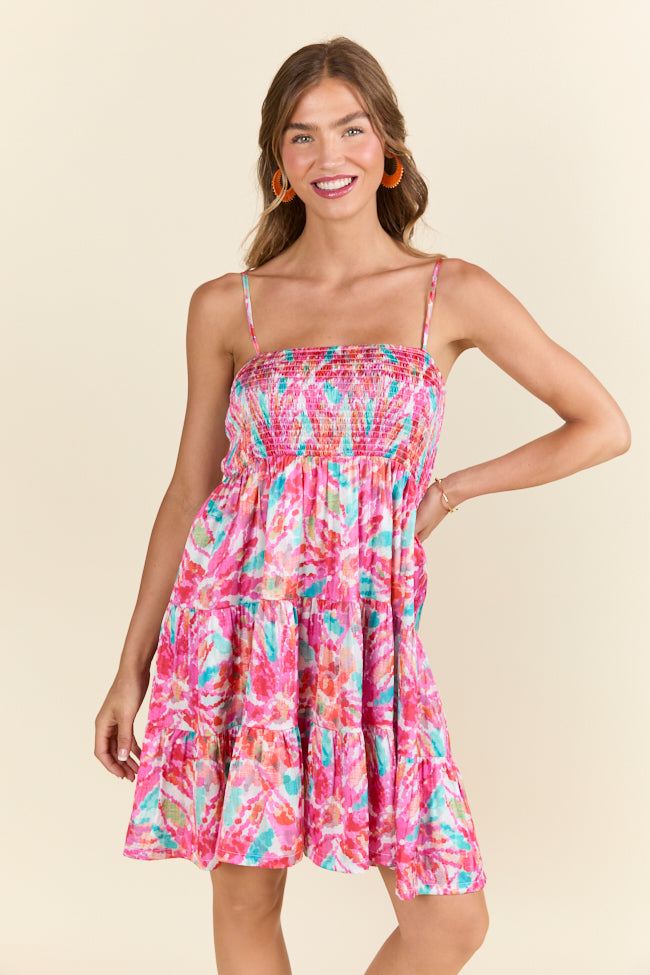 I Know A Place Smocked Multi Print Mini Dress-Sunny Prom