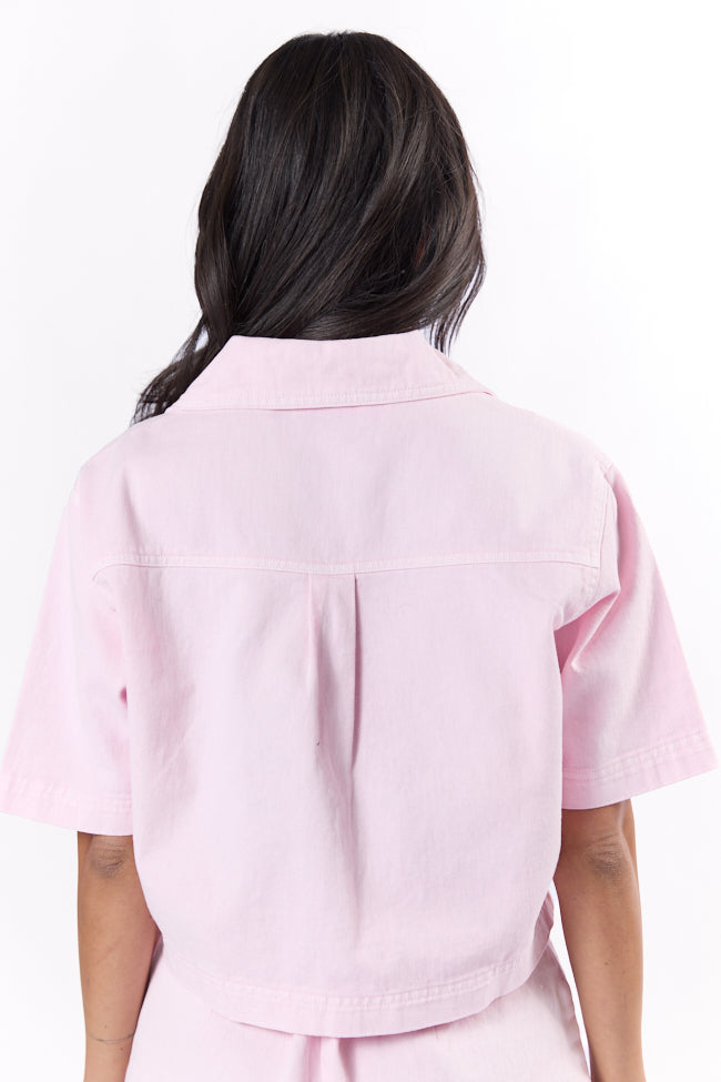 New Ways Soft Pink Cropped Denim Top FINAL SALE-Sunny Prom