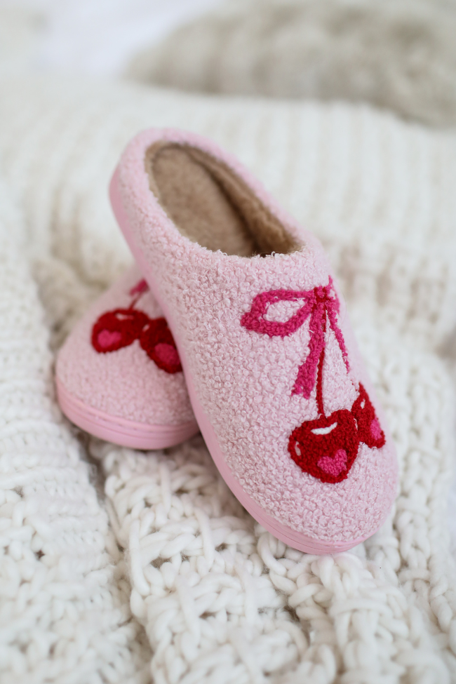 Cherry Bow Slippers  FINAL SALE-Sunny Prom