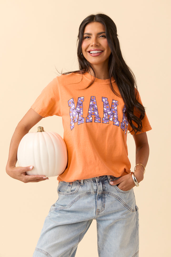Mama Block Purple Halloween Print Burnt Orange Graphic Tee SALE-Sunny Prom