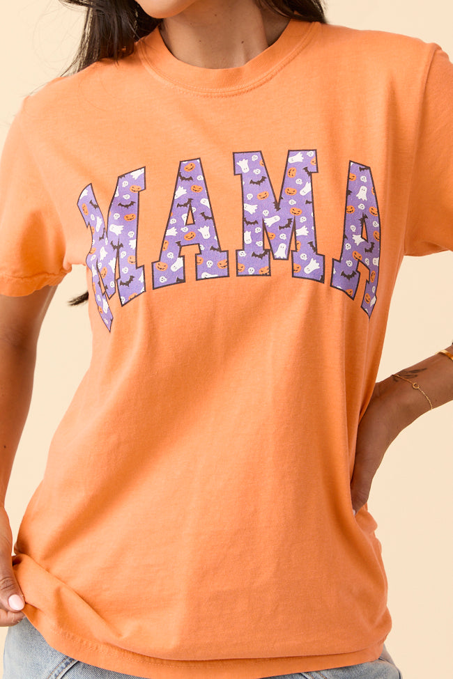Mama Block Purple Halloween Print Burnt Orange Graphic Tee SALE-Sunny Prom