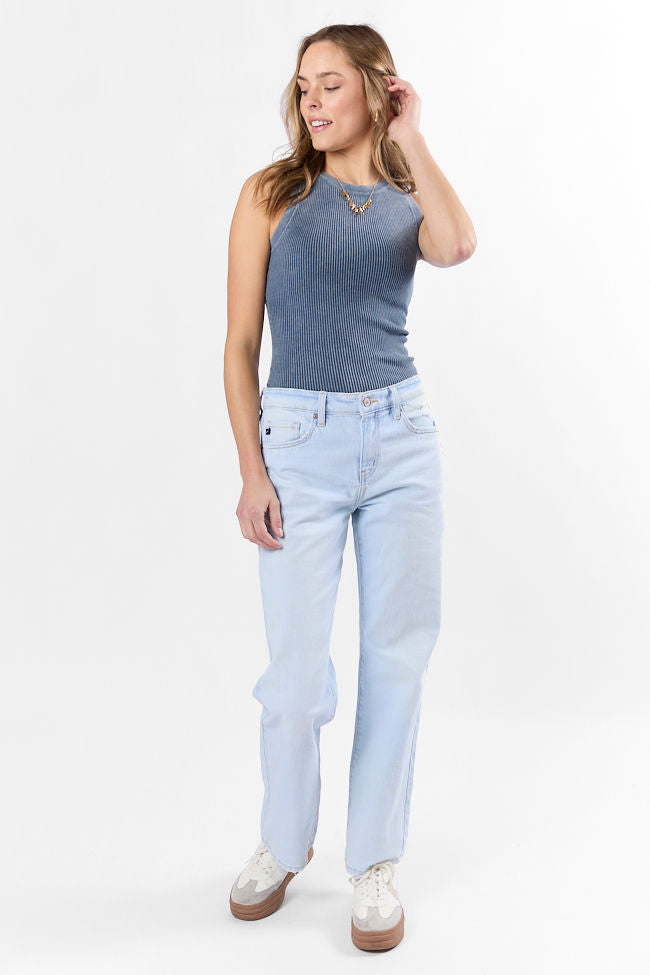 Back To Square One Acid Washed Ribbed High Neck Tank SALE-Sunny Prom