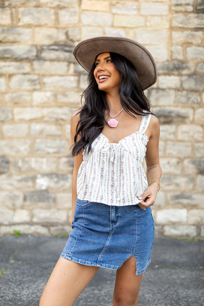 Floral Daydream Ivory Floral Woven Tank FINAL SALE-Sunny Prom