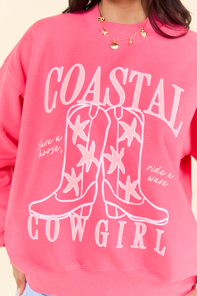Coastal Cowgirl Boots Light Red Graphic Sweatshirt SALE-Sunny Prom