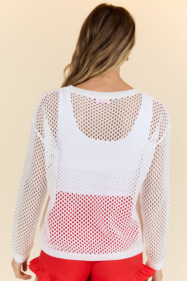 Born In The USA Ivory Open Knit Sweater FINAL SALE-Sunny Prom