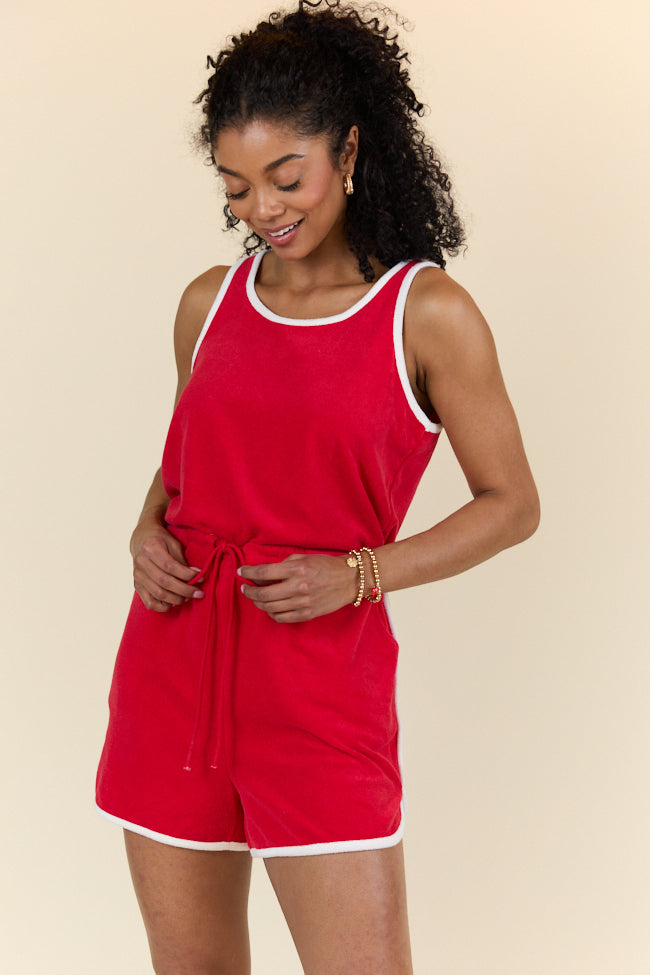 Rylee Red Terry Cloth Romper FINAL SALE-Sunny Prom