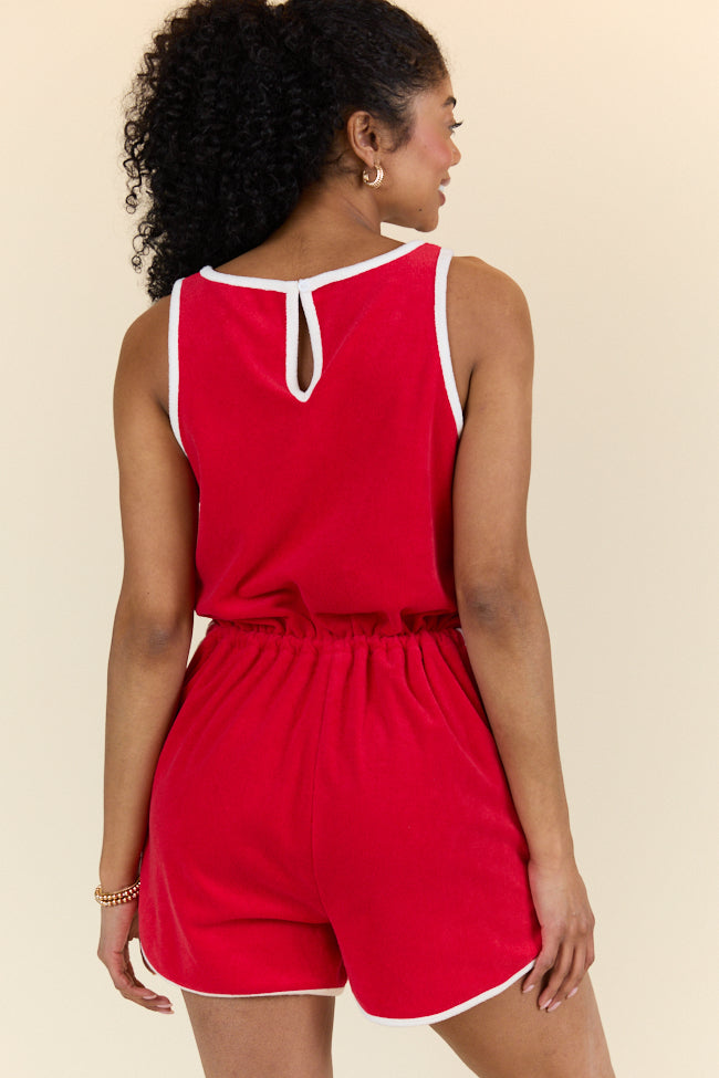 Rylee Red Terry Cloth Romper FINAL SALE-Sunny Prom