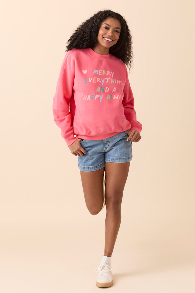 Merry Everything Light Red Graphic Sweatshirt SALE-Sunny Prom