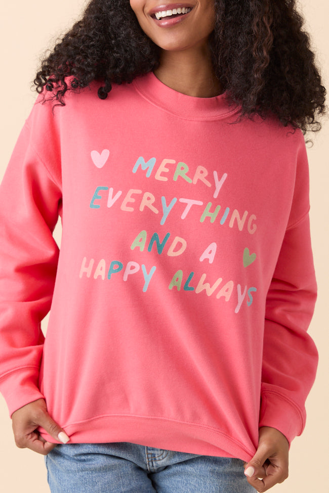 Merry Everything Light Red Graphic Sweatshirt SALE-Sunny Prom