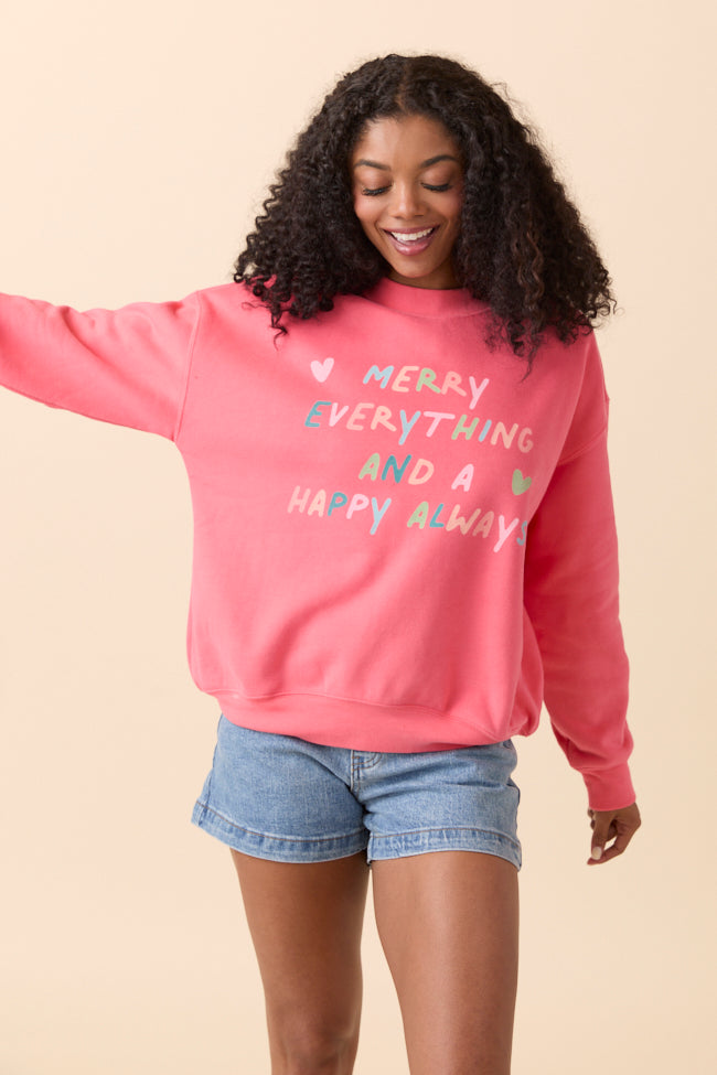Merry Everything Light Red Graphic Sweatshirt SALE-Sunny Prom