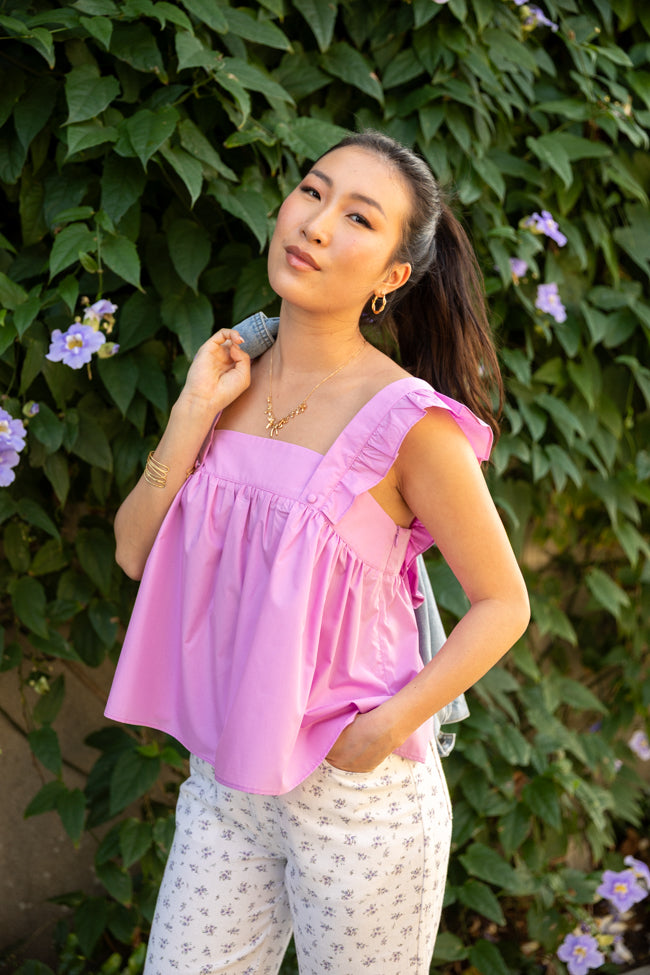 I Choose You Purple Bow Back Detail Woven Tank SALE-Sunny Prom